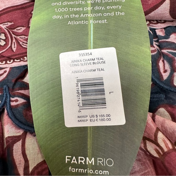 FARM Rio Ainika Charm Teal Long Sleeve Blouse - Picture 8 of 8